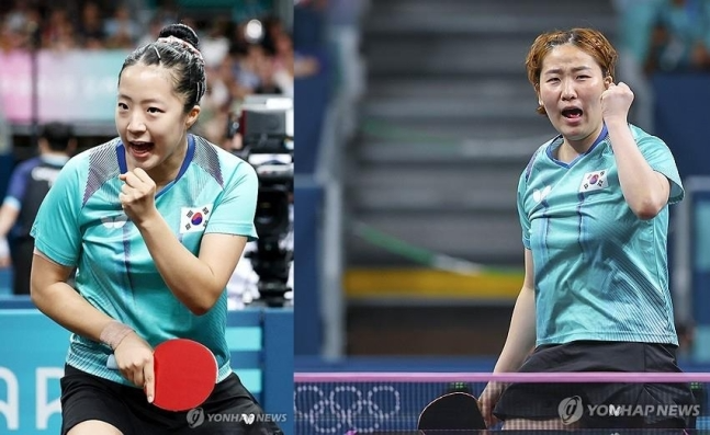 여자복식 콤비 호흡을 맞춘 신유빈(왼쪽)과 이은혜