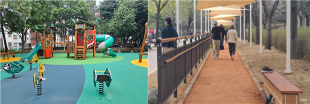 2024년 정비한 인천서구새먈공원과 인천대공원 맨발 산책로 모습 (인천시청 제공)