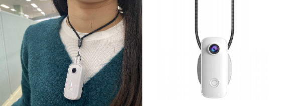 민원처리 담당자 착용모습과 휴대영상 보호장비(웨어러블 캠) 모습 (인천남동구청 제공)