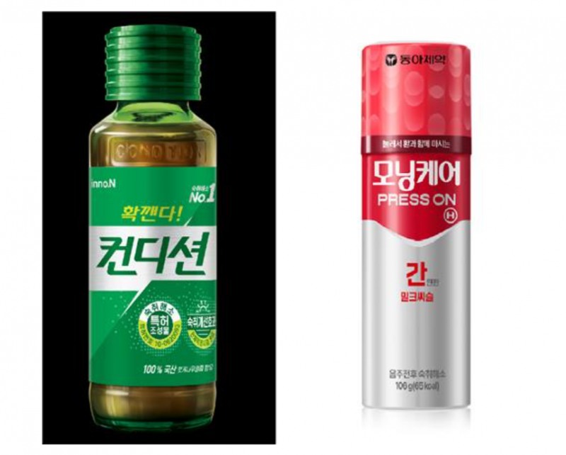 숙취해소제 컨디션 헛개(사진 왼쪽)와 모닝케어(HK이노엔, 동아제약 각사 제공)