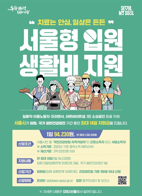 2025년 서울형 입원 생활비 사업 안내문