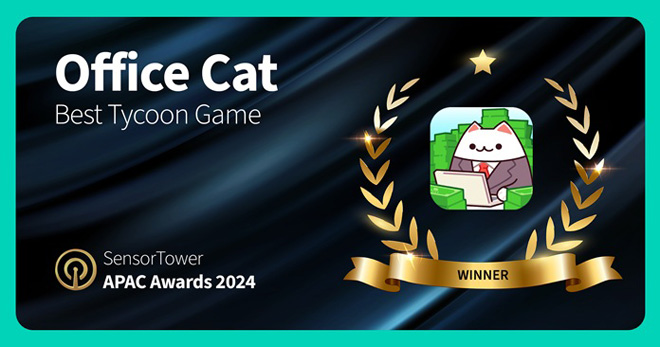 고양이 오피스 'APAC Awards 2024 최고의 타이쿤 게임' 부문 선정 관련 이미지. 자료 제공 : 넵튠
