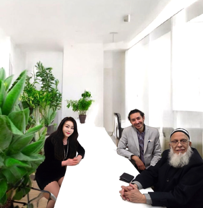 사진=(왼쪽)김옥주 회장, (오른쪽앞)일본 할랄협회 회장, (오른쪽뒤)사무국장