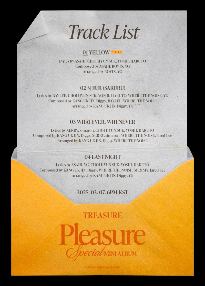 트레저, 스페셜 미니 앨범 ‘PLEASURE’ 트랙리스트 공개…타이틀곡 포함 총 4곡 수록