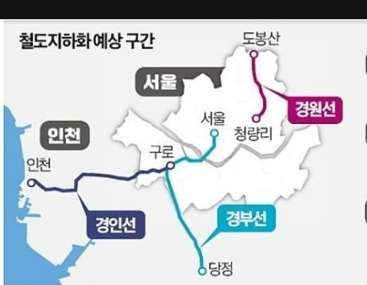 수도권 철도지하화 예간 구간