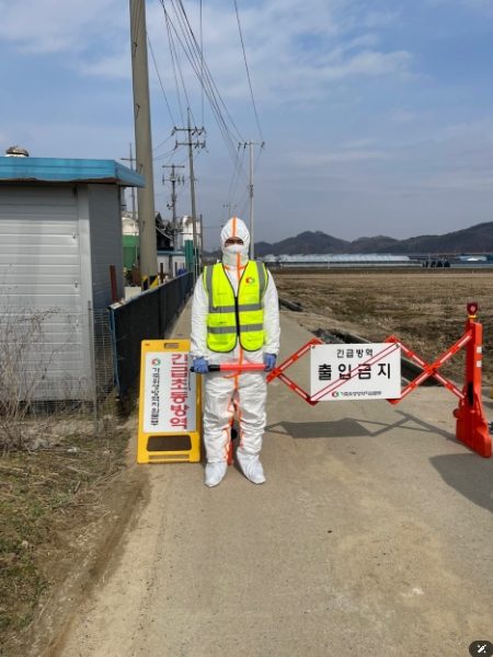 천안시는 초동방역팀을 투입해 고병원성 조류인플루엔자(AI) 발생농장 출입을 통제하고 있다. (천안시 제공)