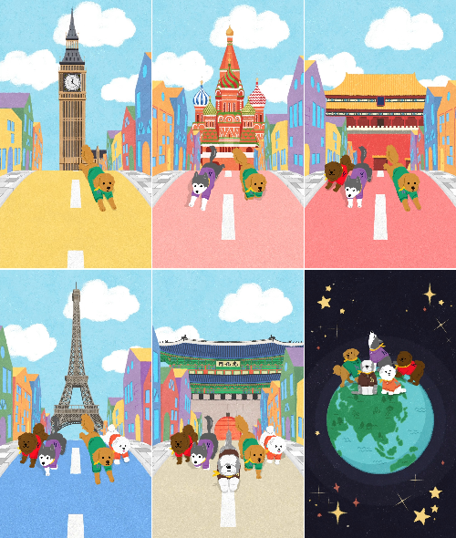 헤지스(HAZZYS)가 국제 강아지의 날(3월 23일)을 맞아 '해피퍼피(Happy Puppy) 세계 강아지 에디션'을 글로벌 시장에 출시했다. (헤지스 제공)