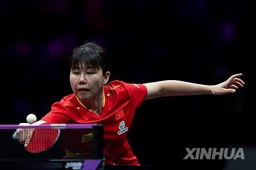 WTT 챔피언스 충칭에 출전한 천싱퉁의 경기 장면