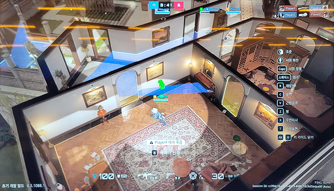 '배틀그라운드 PUBG 팬 페스타 서울' 실내 행사 현장에서 확인 가능한 'PUBG: 블라인드스팟' 게임 화면. 사진 : 이동근 기자