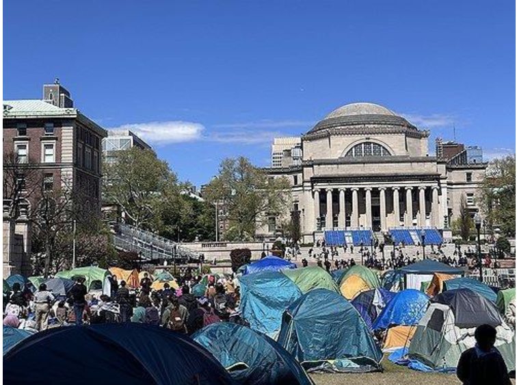 지난해 4월 미국 컬럼비아대 캠퍼스 농성 텐트촌. 사진=연합뉴스