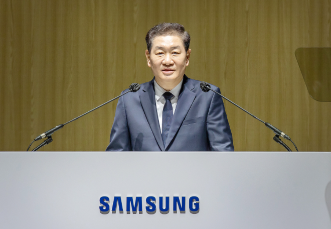 고(故) 한종희 삼성전자 부회장이 지난 19일 삼성전자 제56기 정기 주주총회를 주재하는 모습 ⓒ삼성전자