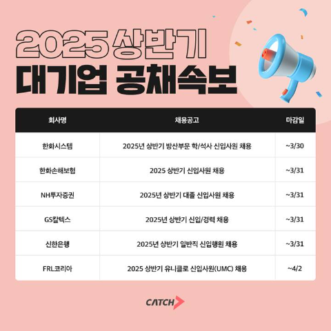 NH투자증권·GS칼텍스·신한은행 등 2025 상반기 대기업 공채