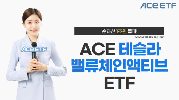 한국투자신탁운용은 ACE 테슬라밸류체인액티브 상장지수펀드(ETF)의 순자산액이 1조원을 돌파했다고 27일 밝혔다. ⓒ 한국투자신탁운용