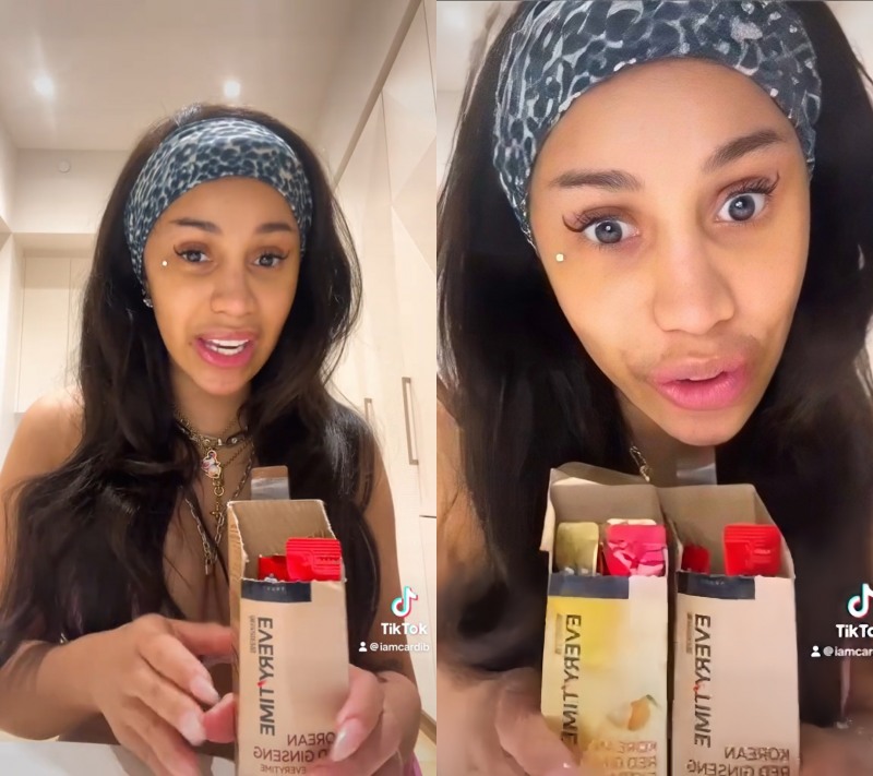 세계적 인기 래퍼 카디비(Cardi B)가 한국의 대표 홍삼 제품인 정관장 에브리타임을 섭취하는 영상이 소셜 미디어에서 큰 화제를 모으고 있다. (정관장 제공)