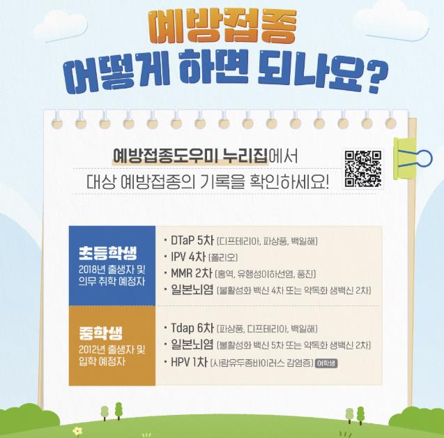 2025년 초, 중학교 입학생 예방접종 확인사업 안내포스터 (부천시 제공)