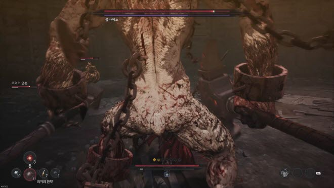 '퍼스트 버서커: 카잔' 인게임 화면. 볼바이노의 경우 2페이즈가 꽤 어렵다.