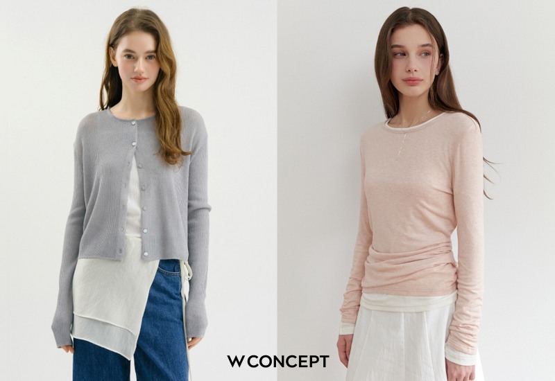 패션 플랫폼 W컨셉이 겹쳐 입는 스타일로 주목받고 있는 레이어링 패션의 매출이 급증했다고 밝혔다. (W컨셉 제공)