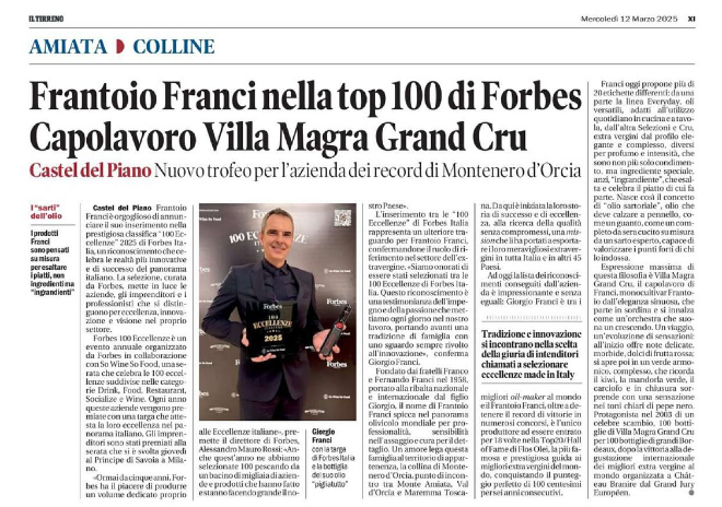 포브스 선정 이탈리아 100대 기업 기사. 제공=프란치