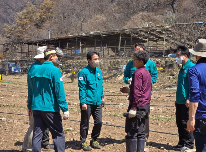 영양교육지원청, 석보면 산불 화재 피해 농가 복구 봉사활동 실시