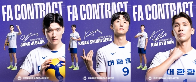 FA 선수 3명과 재계약한 대한항공