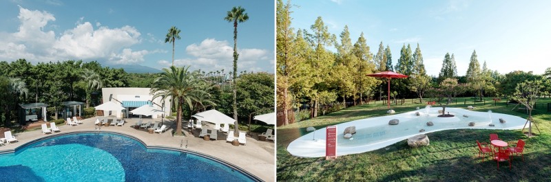 ▲스위트호텔 제주의 블루 오아시스(사진 왼쪽)와 키녹 펫파크