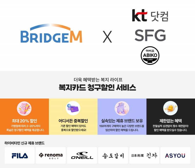 브릿지엠 '하이비타민', 복지카드 제휴처 대폭 확대