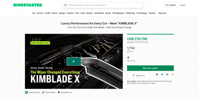 KIMBLADE-X, 킥스타터 4억원 펀딩