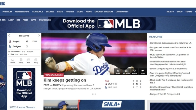 김혜성, 9연속 출루로 다저스 홈페이지 메인 장식... 58년 타이기록