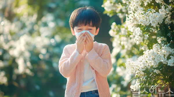 5월 꽃가루 철에는 아이들의 비염 증상이 심해질 수 있어, 생활 습관 관리와 면역 강화 중심의 조기 대응이 중요하다. (클립아트코리아)