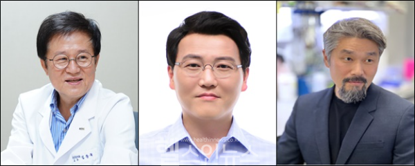 (왼쪽부터) 김동욱 의정부을지대학교병원 교수, 안성민 이뮤노포지 대표, 박현우 연세대학교 교수 (의정부을지대학교병원 제공)