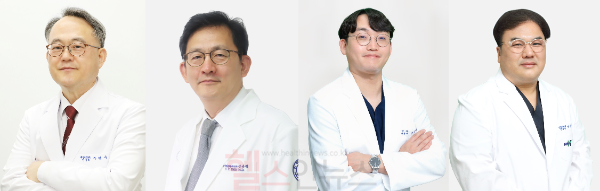 (좌측부터) 주영수 예방의학과 교수, 신윤철 심장외과 교수, 강중희 소화기내과 교수, 박은석 응급의학과 교수 (강원대병원 제공)