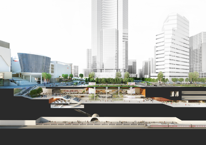 HDC현대산업개발은 지하철 1호선, 4호선, 신분당선, GTX-B를 연결하고, 용산역 전면공원의 지하를 복합개발하는 대형 프로젝트인 용산 게이트웨이 개발사업을 진행 중이다.ⓒHDC현대산업개발