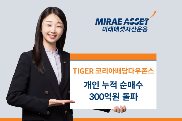‘TIGER 코리아배당다우존스 ETF’ 상장 이후 6영업일만에 개인 누적 순매수 300억원 돌파