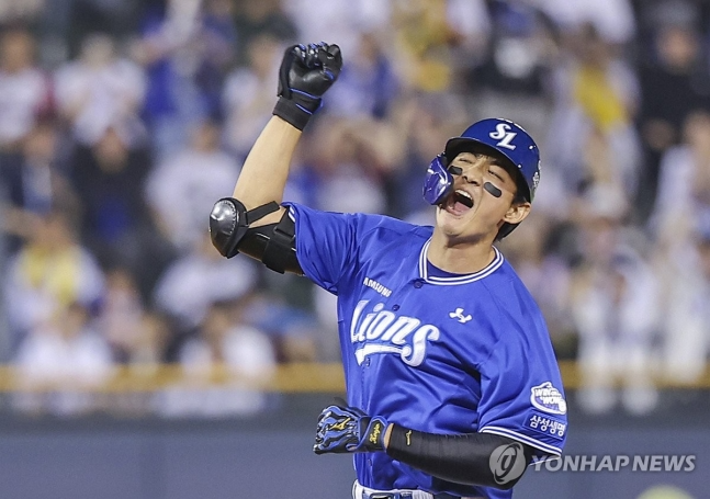 삼성 주장 구자욱, 승리 향한 포효 / 사진=연합뉴스