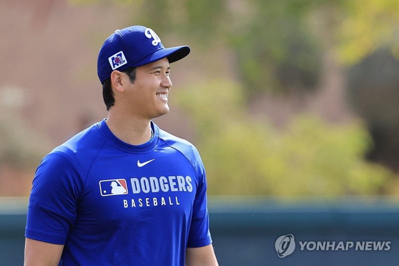 다저스 슈퍼스타 오타니 쇼헤이의 밝은 표정 / 사진=연합뉴스