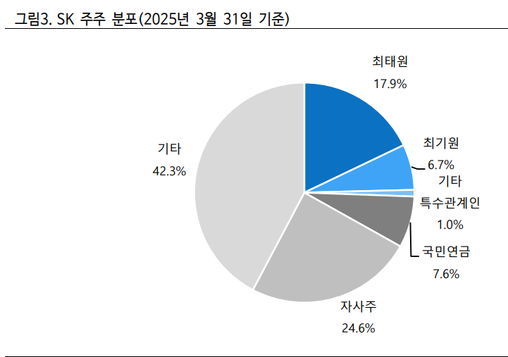 SK그룹의 지주사인 SK는 자사주가 무려 24.6%에 달한다. 자료=SK, iM증권