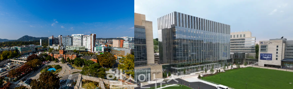 (왼쪽부터) 서울대병원 전경, UMass Chan 전경 (서울대병원 제공)