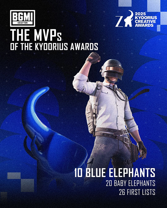 크래프톤이 인도 광고·크리에이티브 시상식 '큐리어스 크리에이티브 어워즈'와 '애비 어워즈'에서 총 64개 부문을 수상했다. 자료 제공 : 크래프톤