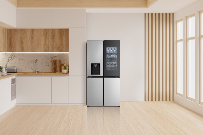 LG전자가 출시한 LG 디오스 AI 오브제컬렉션 스템 얼음 정수 냉장고 ⓒLG전자