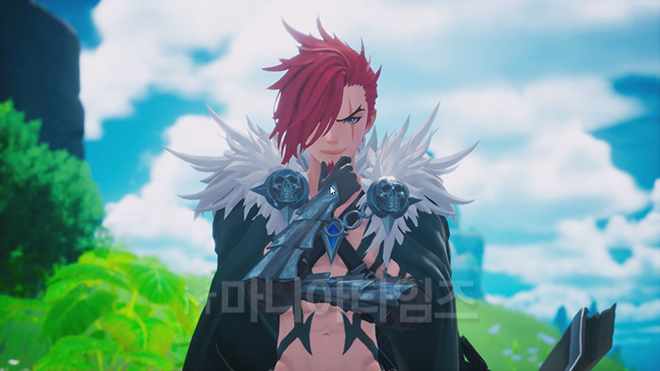 CBT 버전 '드래곤 소드' 인게임 화면 캡처. 이 캐릭터가 등장하면서 무언가 게임의 스토리가 억지스럽다는 느낌을 받게 된다. 2000년 대 이전의 만화 캐릭터를 보는 느낌이다. 출처 : 이동근 기자