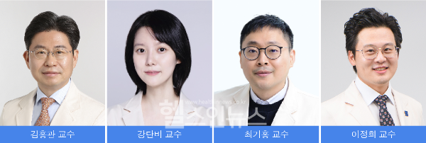 (왼쪽부터) 김홍관 삼성서울병원 폐식도외과 교수, 임상역학연구센터 강단비 교수, 최기홍 순환기내과 교수, 이정희 삼성서울병원 폐식도외과 교수 (삼성서울병원 제공)