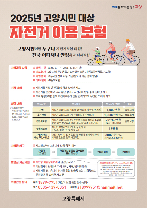 2025년 전시민 대상 자전거 이용 보험