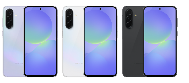 삼성전자가 11일 출시한 갤럭시 A36 5G. 왼쪽부터) 어썸 라벤더, 어썸 화이트, 어썸 블랙 색상 ⓒ삼성전자