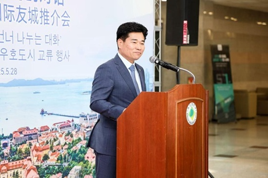 교류 행사에서 축사 중인 대구대학교 박순진 총장 (사진=조정양)