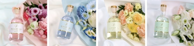 왼쪽부터 배리앤 가못 꽃다발 세트, 시그니처솝 꽃다발 세트, 레몬그라스 꽃다발 세트, 유칼립투스앤 그린티 꽃다발 세트