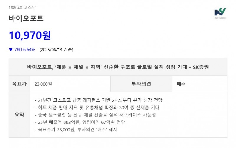 바이오포트, ‘제품 × 채널 × 지역’ 선순환 구조로 글로벌 실적 성장 기대 - SK증권