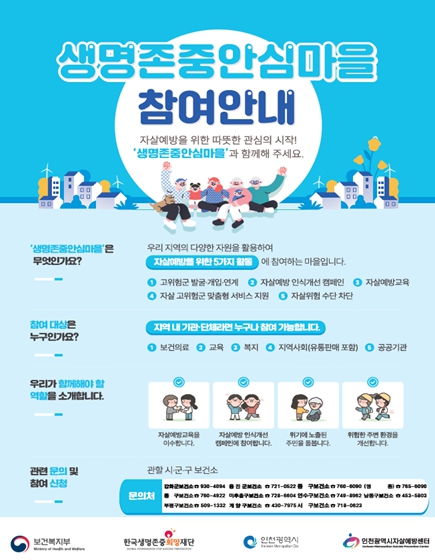 생명존중안심마을 사업 안내 포스터 (인천시 제공)