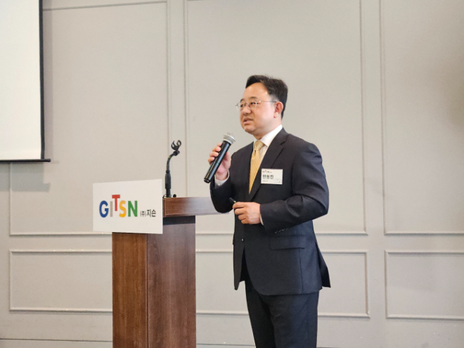 한동진 지슨 대표이사가 기자간담회에서 발언하고 있다. 사진=임이랑 기자