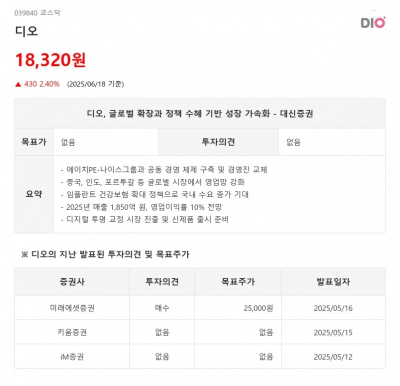 디오, 글로벌 확장과 정책 수혜 기반 성장 가속화 - 대신증권