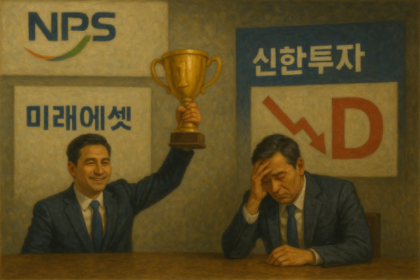 국민연금공단 기금운용본부의 2025년 하반기 국내주식 거래증권사 선정 결과 발표에서 미래에셋증권과 신한투자증권의 명함이 엇갈렸다.